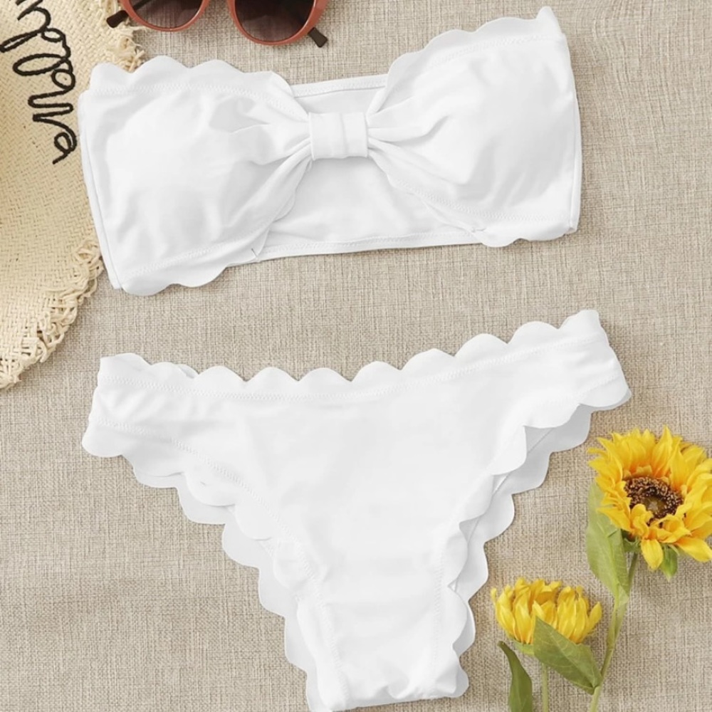 Brand New Scallop Knot Bandeau Bikini